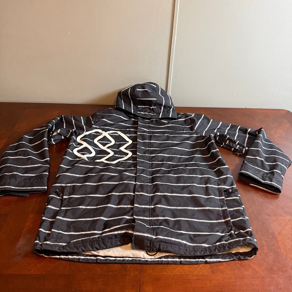 Special Blend  XXL Snowboard Jacket Black White Striped First Chair Last Call